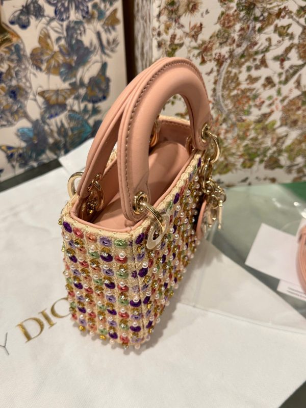 Dior Micro Lady Super Premium Pink Pearl-studded Handbag 12cm - Image 6