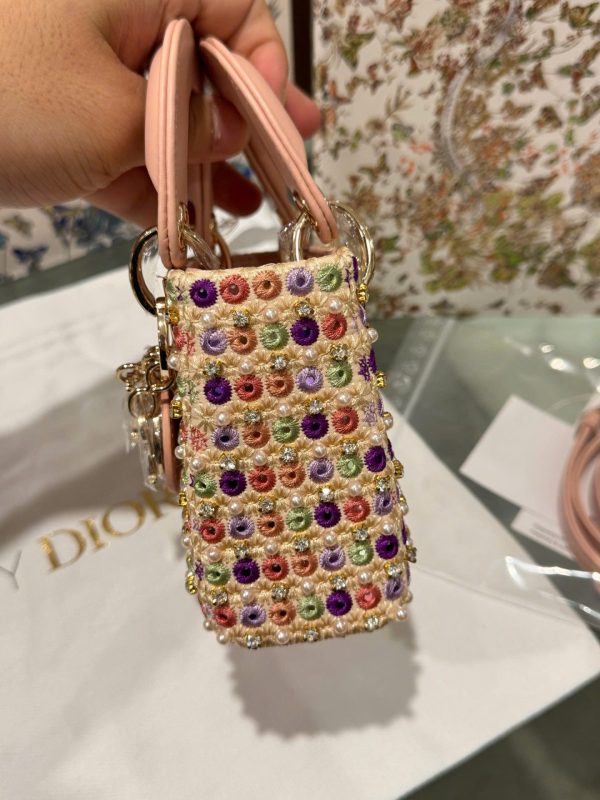 Dior Micro Lady Super Premium Pink Pearl-studded Handbag 12cm - Image 8