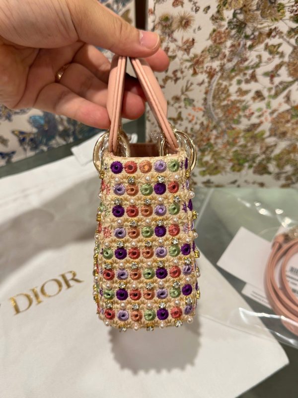Dior Micro Lady Super Premium Pink Pearl-studded Handbag 12cm - Image 7