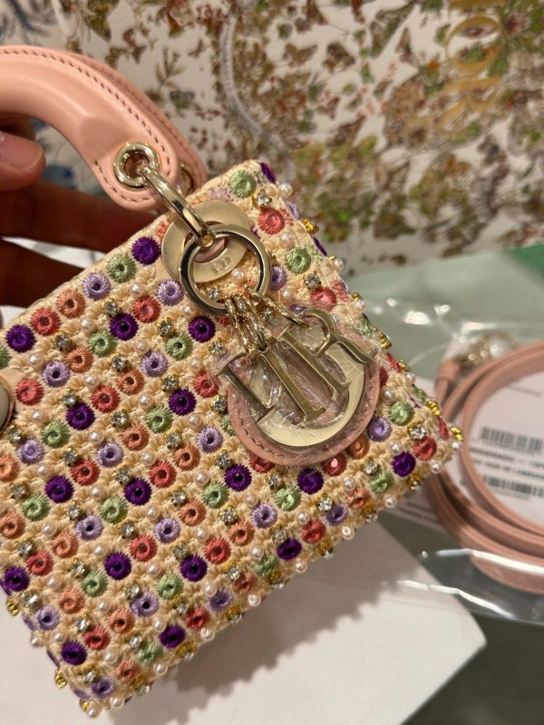Dior Micro Lady Super Premium Pink Pearl-studded Handbag 12cm - Image 3