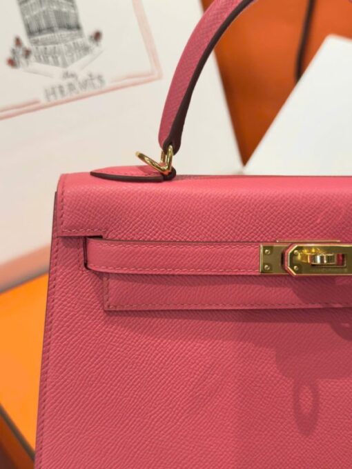 Hermes Kelly Women’s Handbag Dark Pink Gold Lock 25cm - Image 4