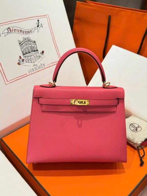 Hermes Kelly Women’s Handbag Dark Pink Gold Lock 25cm