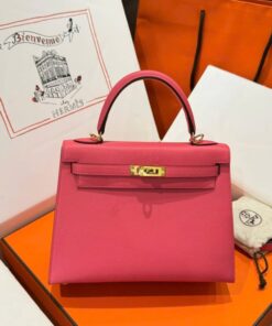Alternative view of Hermes Kelly Women’s Handbag Dark Pink Gold Lock 25cm