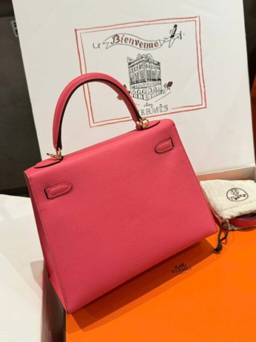 Hermes Kelly Women’s Handbag Dark Pink Gold Lock 25cm - Image 8