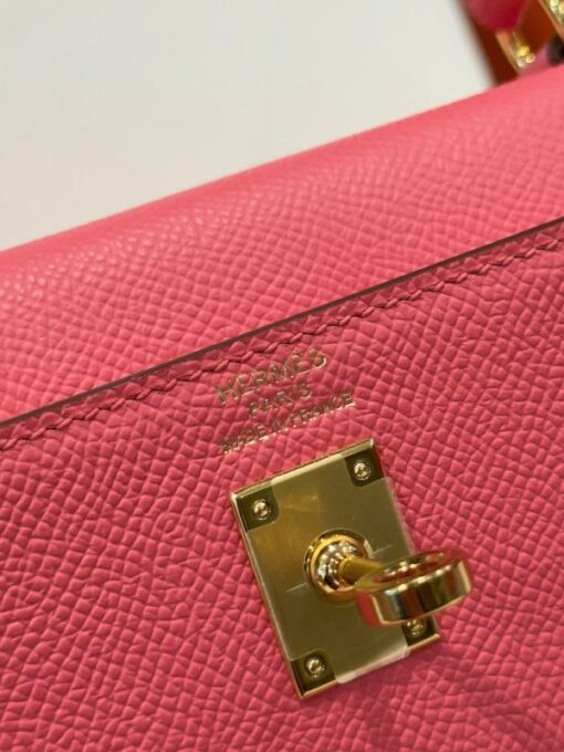 Hermes Kelly Women’s Handbag Dark Pink Gold Lock 25cm - Image 7