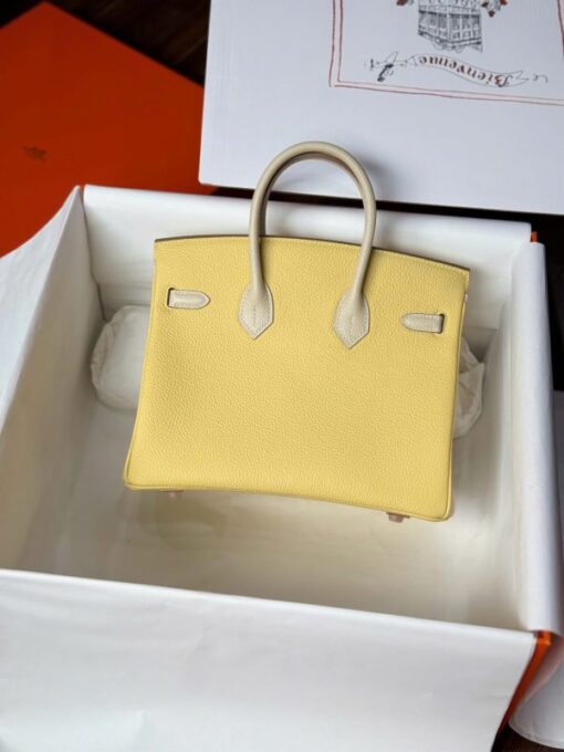 Hermes Birkin Handbag Near Authentic Yellow Color Rose Gold Lock 25cm - Image 4