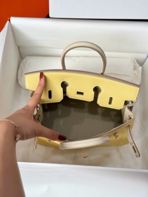 Hermes Birkin Handbag Near Authentic Yellow Color Rose Gold Lock 25cm - Image 9