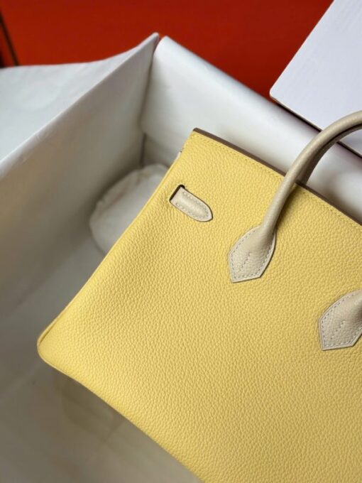 Hermes Birkin Handbag Near Authentic Yellow Color Rose Gold Lock 25cm - Image 7