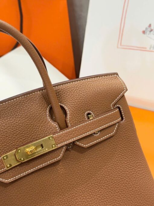 Hermes Birkin Like Auth Women’s Handbag Brown Gold Lock 30cm - Image 6