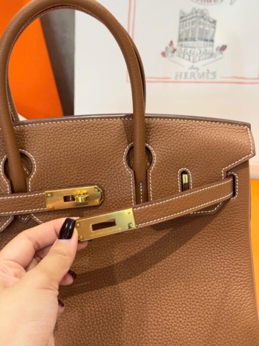 Hermes Birkin Like Auth Women’s Handbag Brown Gold Lock 30cm - Image 8