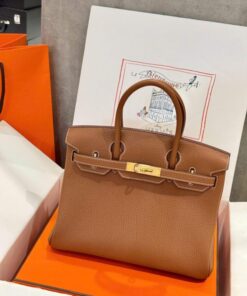 Alternative view of Hermes Birkin Like Auth Women’s Handbag Brown Gold Lock 30cm