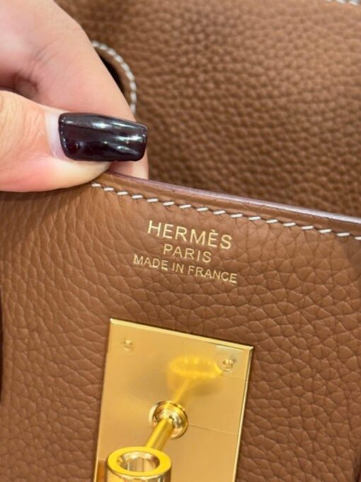 Hermes Birkin Like Auth Women’s Handbag Brown Gold Lock 30cm - Image 7