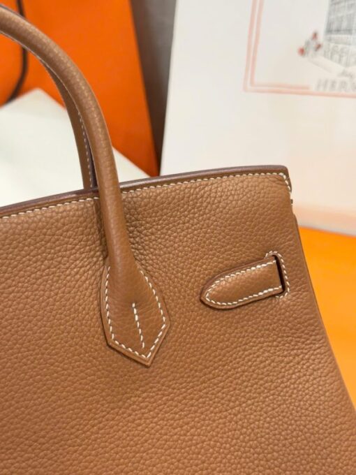Hermes Birkin Like Auth Women’s Handbag Brown Gold Lock 30cm - Image 9