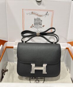 Hermes Constance Replica Handbag 11 Black White Lock Hand-sewn 19cm