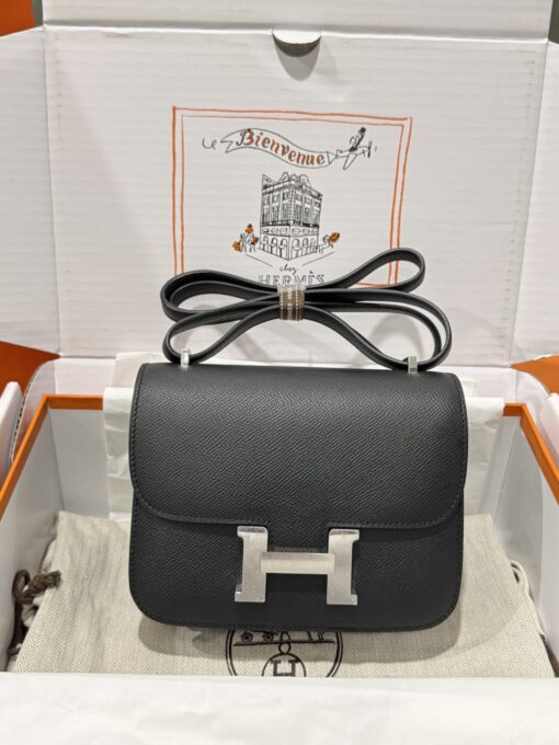 Hermes Constance Replica Handbag 11 Black White Lock Hand-sewn 19cm