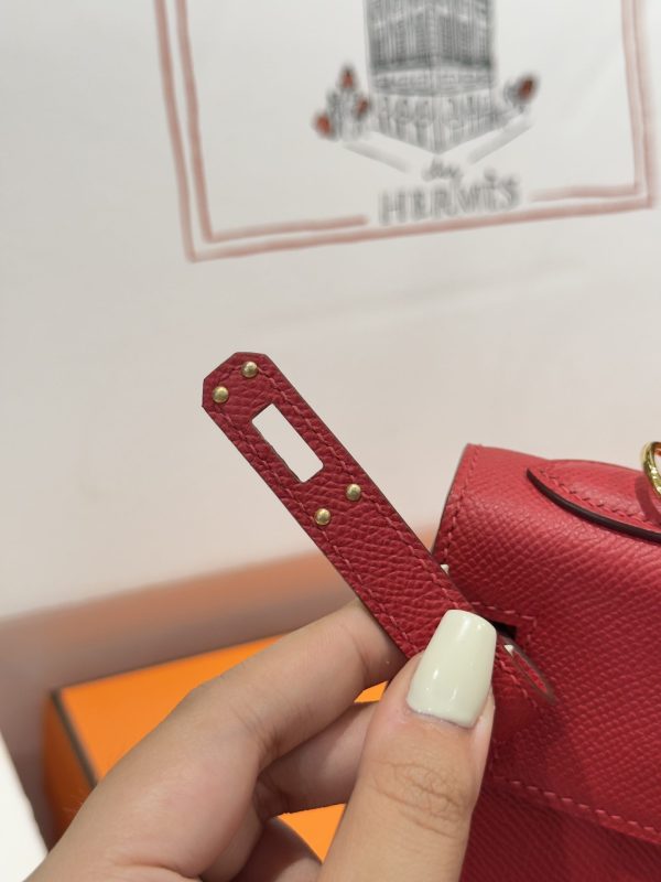 Hermes Kelly Like Auth Women’s Handbag Red Gold Lock 25cm - Image 13