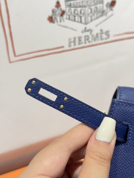 Hermes Kelly Handbag For Women Like Auth Charcoal Blue Gold Lock 25cm - Image 12