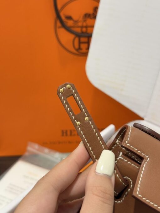 Hermes Kelly Pochette Like Auth Women’s Handbag Brown 20x16x10cm - Image 10