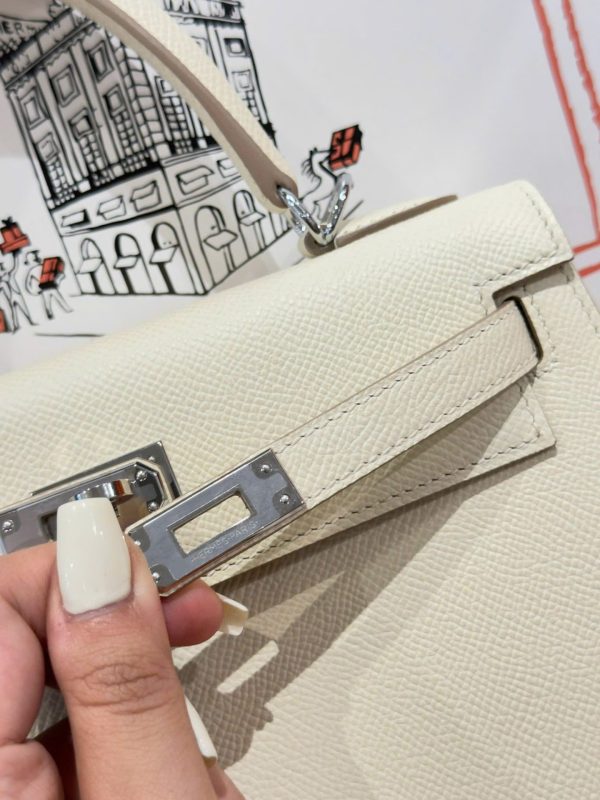 Hermes Kelly Rep 11 High-End Women’s Handbag Cream White White Lock 25cm - Image 5