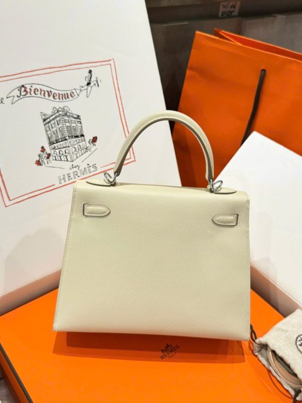 Hermes Kelly Rep 11 High-End Women’s Handbag Cream White White Lock 25cm - Image 3