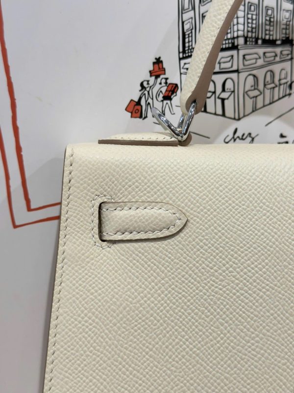 Hermes Kelly Rep 11 High-End Women’s Handbag Cream White White Lock 25cm - Image 6