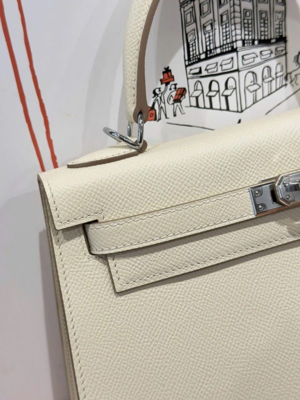 Hermes Kelly Rep 11 High-End Women’s Handbag Cream White White Lock 25cm - Image 4