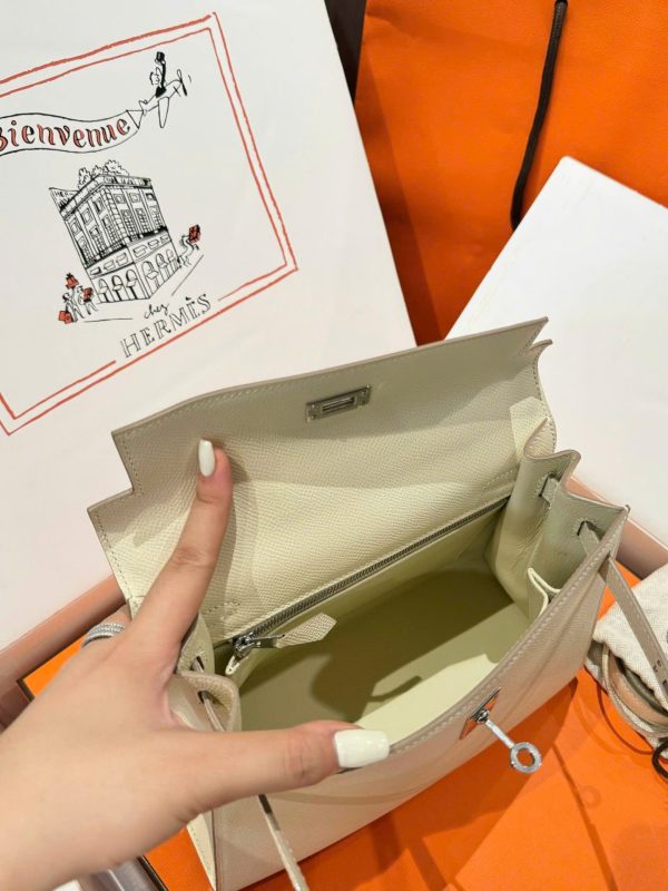 Hermes Kelly Rep 11 High-End Women’s Handbag Cream White White Lock 25cm - Image 8