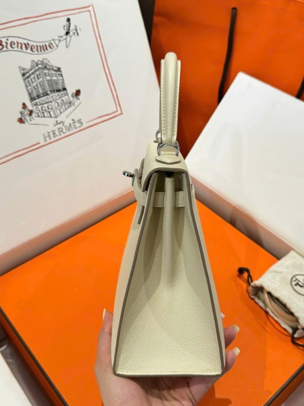 Hermes Kelly Rep 11 High-End Women’s Handbag Cream White White Lock 25cm - Image 7
