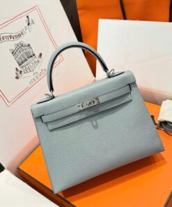 Hermes Kelly Replica Handbag 11 Women Gray White Lock 25cm