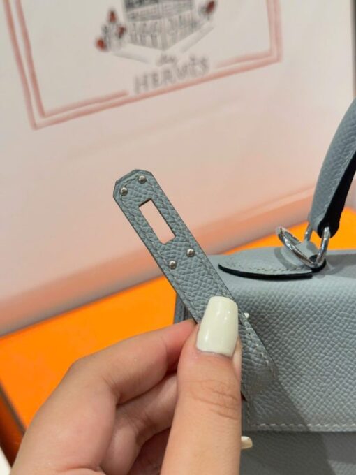 Hermes Kelly Replica Handbag 11 Women Gray White Lock 25cm - Image 11