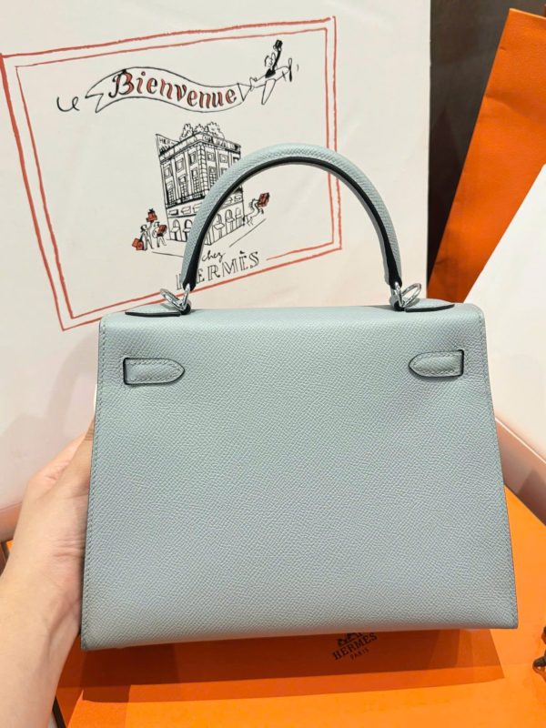 Hermes Kelly Replica Handbag 11 Women Gray White Lock 25cm - Image 5