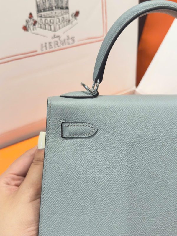 Hermes Kelly Replica Handbag 11 Women Gray White Lock 25cm - Image 10