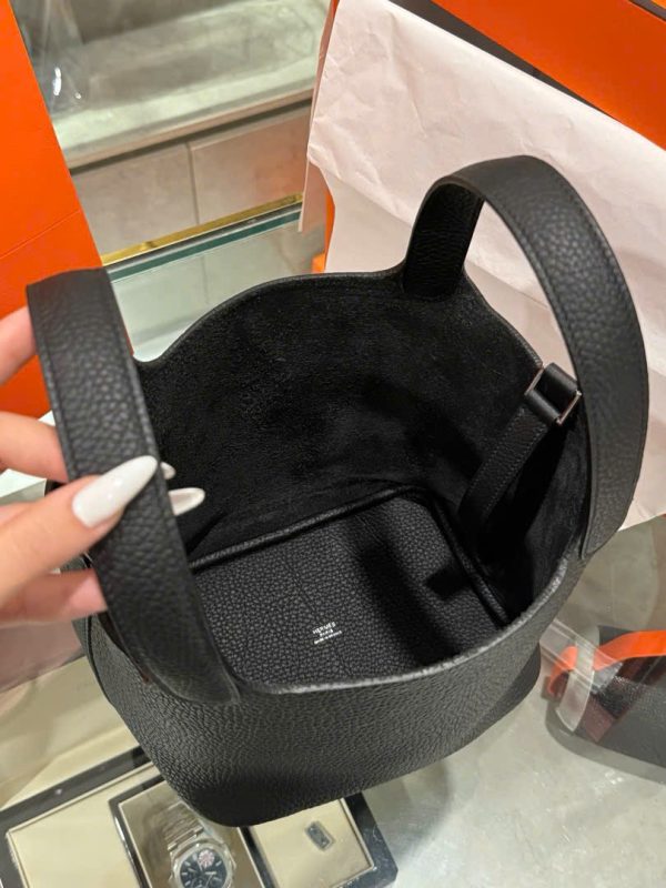Hermes Picotin Like Auth Women’s Handbag Black 18cm - Image 6