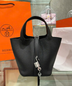 Hermes Picotin Like Auth Women’s Handbag Black 18cm