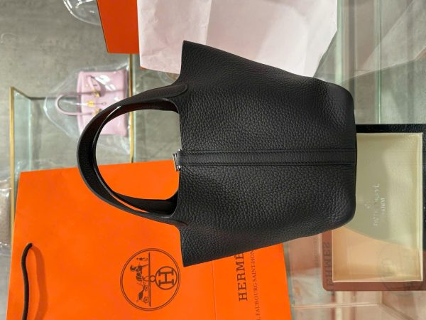 Hermes Picotin Like Auth Women’s Handbag Black 18cm - Image 5