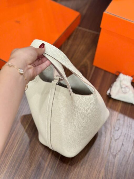Hermes Picotin Like Auth Women’s Handbag White 18cm - Image 5