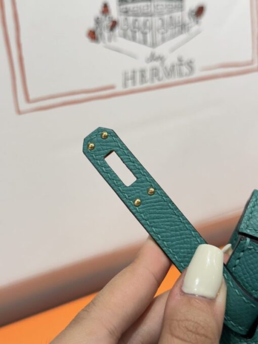 Hermes Kelly Replica Handbag Blue Gold Lock 25cm - Image 12