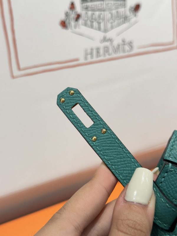 Hermes Kelly Replica Handbag Blue Gold Lock 25cm - Image 12