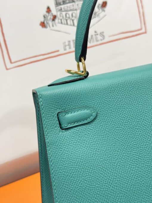 Hermes Kelly Replica Handbag Blue Gold Lock 25cm - Image 10