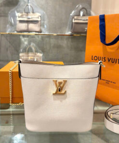Louis Vuitton LV Lock And Walk Super Premium White Calfskin Handbag 20cm