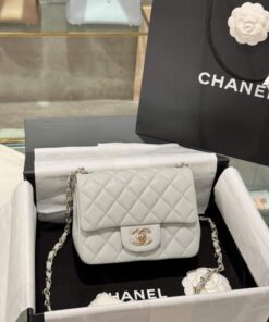 Alternative view of Chanel Classic Mini Super Quality Women’s Handbag Gray Rose Gold Lock 17cm
