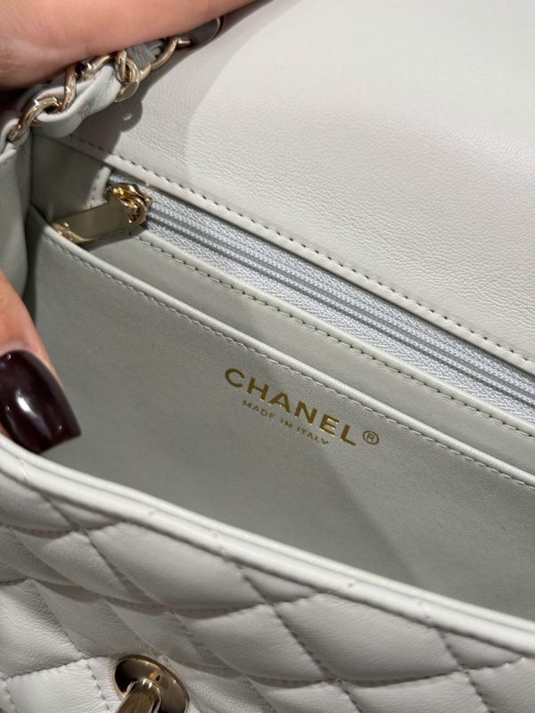 Chanel Classic Mini Super Quality Women’s Handbag Gray Rose Gold Lock 17cm - Image 9