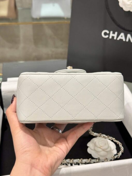 Chanel Classic Mini Super Quality Women’s Handbag Gray Rose Gold Lock 17cm - Image 6