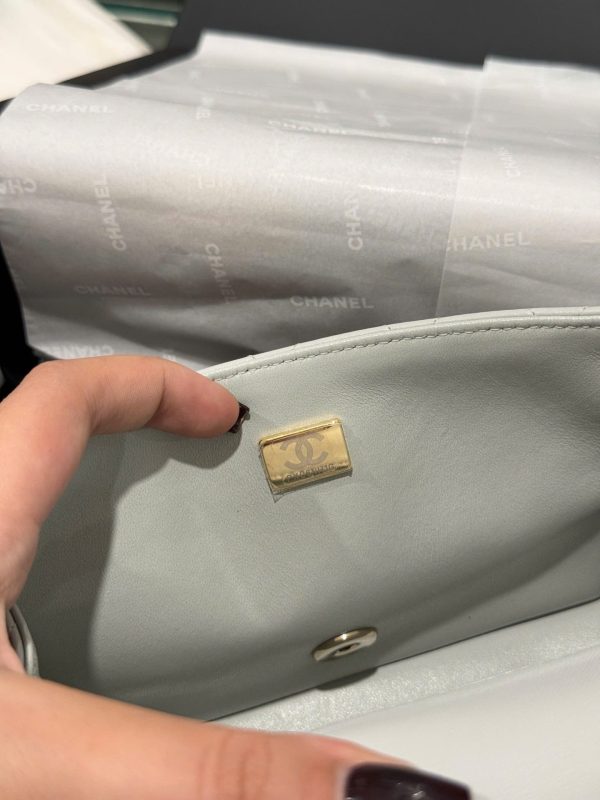 Chanel Classic Mini Super Quality Women’s Handbag Gray Rose Gold Lock 17cm - Image 11