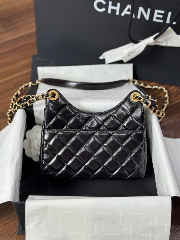 Chanel Small Hobo Like Auth Women’s Handbag Glossy Black 17x19x6cm - Image 5