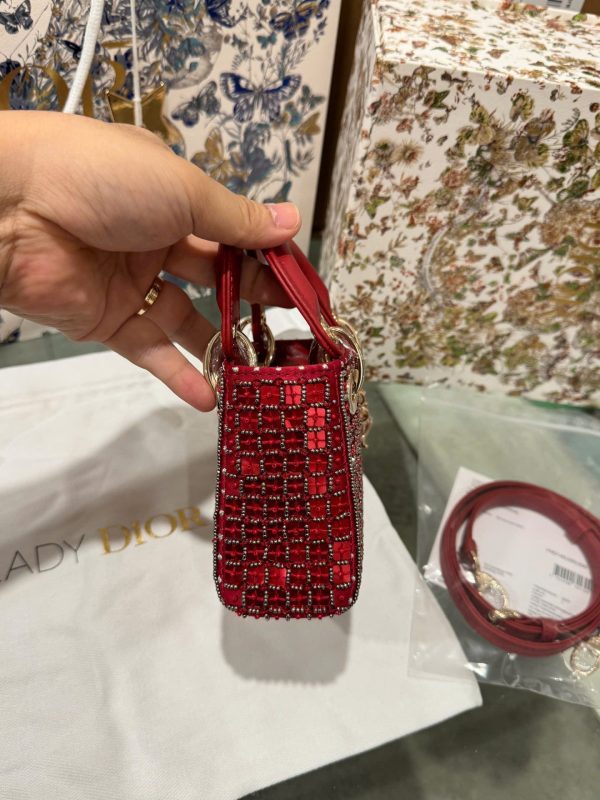 Dior Micro Lady Red Beaded Super Quality Handbag 12cm - Image 7