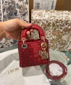 Alternative view of Dior Micro Lady Red Beaded Super Quality Handbag 12cm