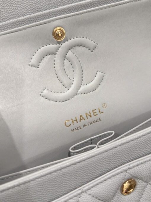 Chanel Classic Replica Women’s Handbag Gray Gold Lock 23cm - Image 12