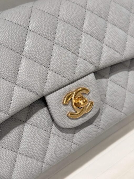 Chanel Classic Replica Women’s Handbag Gray Gold Lock 23cm - Image 5