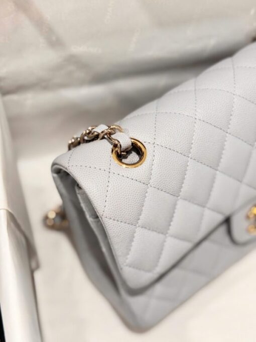 Chanel Classic Replica Women’s Handbag Gray Gold Lock 23cm - Image 9